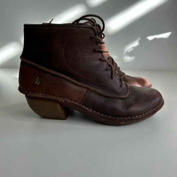 EL NATURALISTA Women's Brown Laceup Leather Ankle Boots SIZE 8 UK 38 RANA THARU - Picture 3 of 13